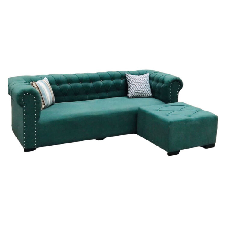 Green dotted back sofa & table