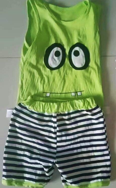 2Pcs Toddler Summer Clothes Cartoon Eyes Print Sleeveless Shirt Tops Short Pants Set