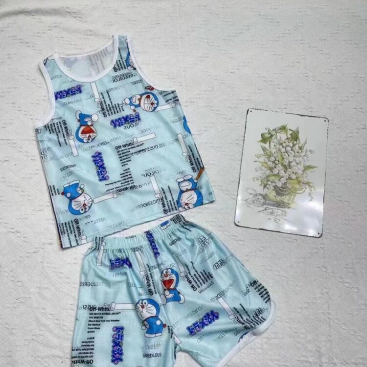 2pcs Children Sleeveless Tank Tops Suit Summer Vest Shorts Breathable